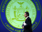 Gov. Andrew Cuomo, D-N.Y., walks to the podium Wednesday in Albany to deliver his third State of the State address. Gov. Andrew Cuomo, D-N.Y., walks to the podium Wednesday in Albany to deliver his third State of the State address.