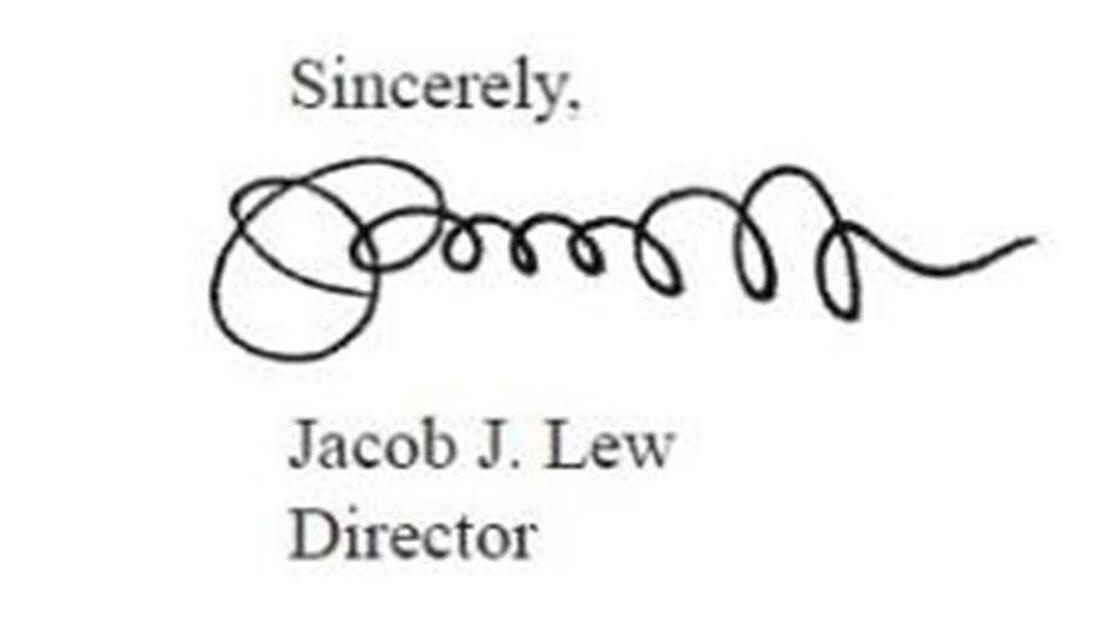 Jacob "Jack" Lew's signature, on the 2012 "Mid-Session Review" of the federal budget. He was director of the Office of Management and Budget at the time.