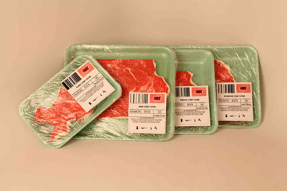 The Texas rib-eye gets a whole new look. The Beef Stakes project illustrates the U.S.'s top meat producers with steaks sculptured into each state's shape. 