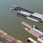 Barges last month crowded an area on the Mississippi River south of St. Louis where barges are stored, loaded and unloaded. Shippers worry that the drought-shrunken river could shut to barge traffic entirely this month. Barges last month crowded an area on the Mississippi River south of St. Louis where barges are stored, loaded and unloaded. Shippers worry that the drought-shrunken river could shut to barge traffic entirely this month.