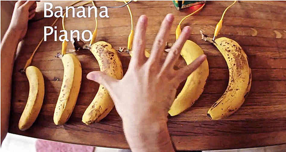 The MaKey MaKey invention kit includes a plan for making a "banana piano," helping the Kickstarter project make it to the site's best-of-2012 list. Kickstarter says 2.2 million people pledged nearly $320 million in 2012. The MaKey MaKey invention kit includes a plan for making a "banana piano," helping the Kickstarter project make it to the site's best-of-2012 list. Kickstarter says 2.2 million people pledged nearly $320 million in 2012.