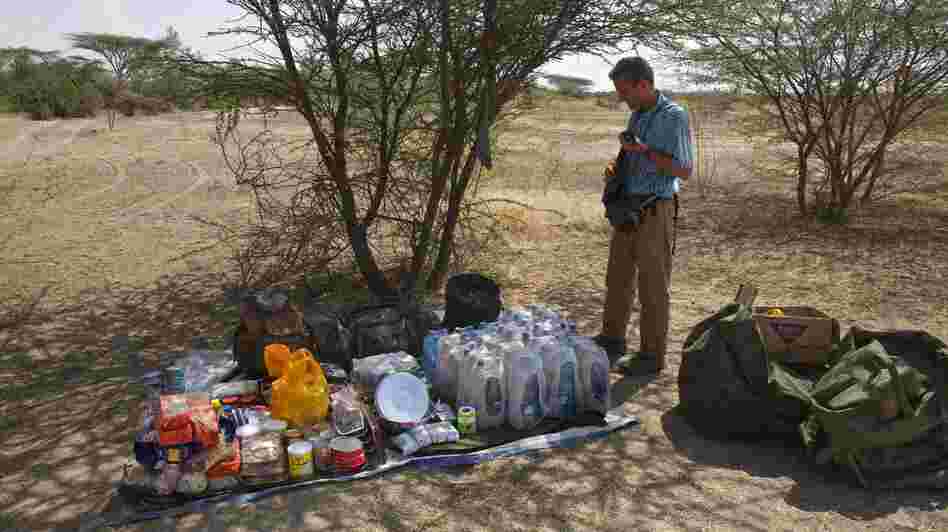 Journalist Paul Salopek, shown here with his supplies in Ethiopia, is setting out on a seven-year walk that will take him to the tip of South America.
