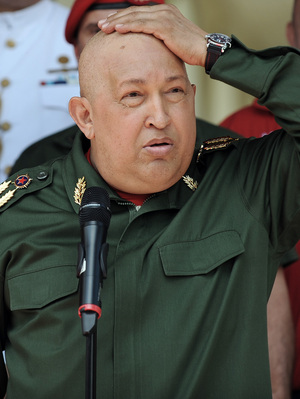 Chavez has been receiving cancer treatment since the middle of 2011. He's shown here at the presidential palace on Sept. 17, 2011, a few months after his treatment began.