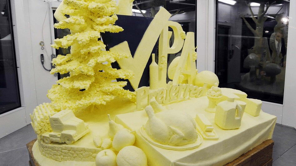 A 1,000-pound butter sculpture is unveiled at the 97th Pennsylvania Farm Show in Harrisburg last week.