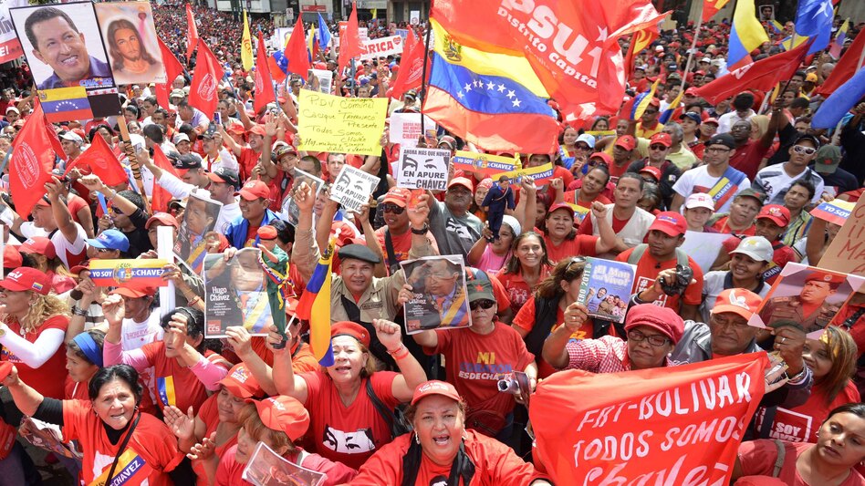 Venezuelan President Hugo Chavez remained in Cuba, where he's receiving treatment for cancer, and was not present for his planned inauguration in Caracas on Thursday. However, thousands of supporters gathered outside the presidential palace to show their backing.
