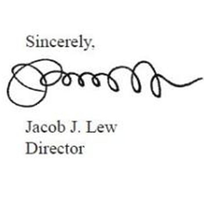 Jacob "Jack" Lew's signature, on the 2012 "Mid-Session Review" of the federal budget. He was director of the Office of Management and Budget at the time.