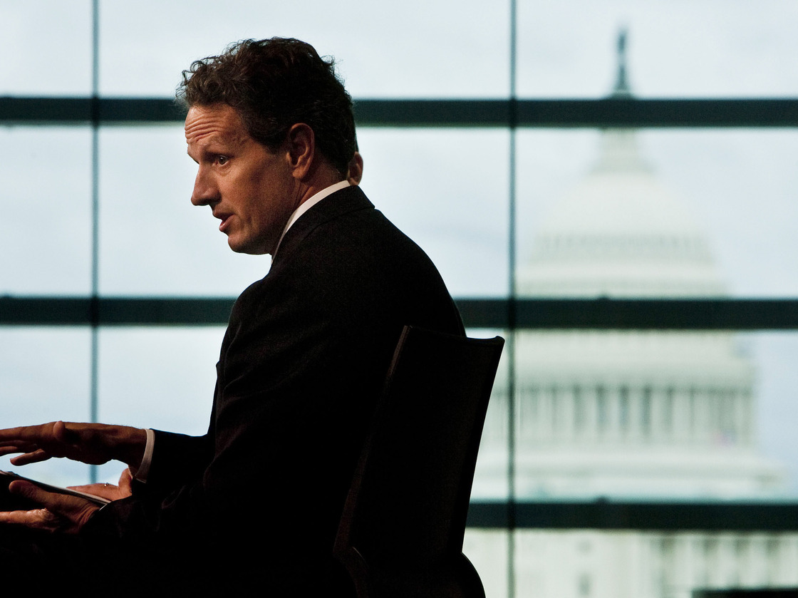 U.S. Treasury Secretary Tim Geithner speaks during the Washington Ideas Forum at the Newseum on Sept. 30, 2010, in Washington, D.C.