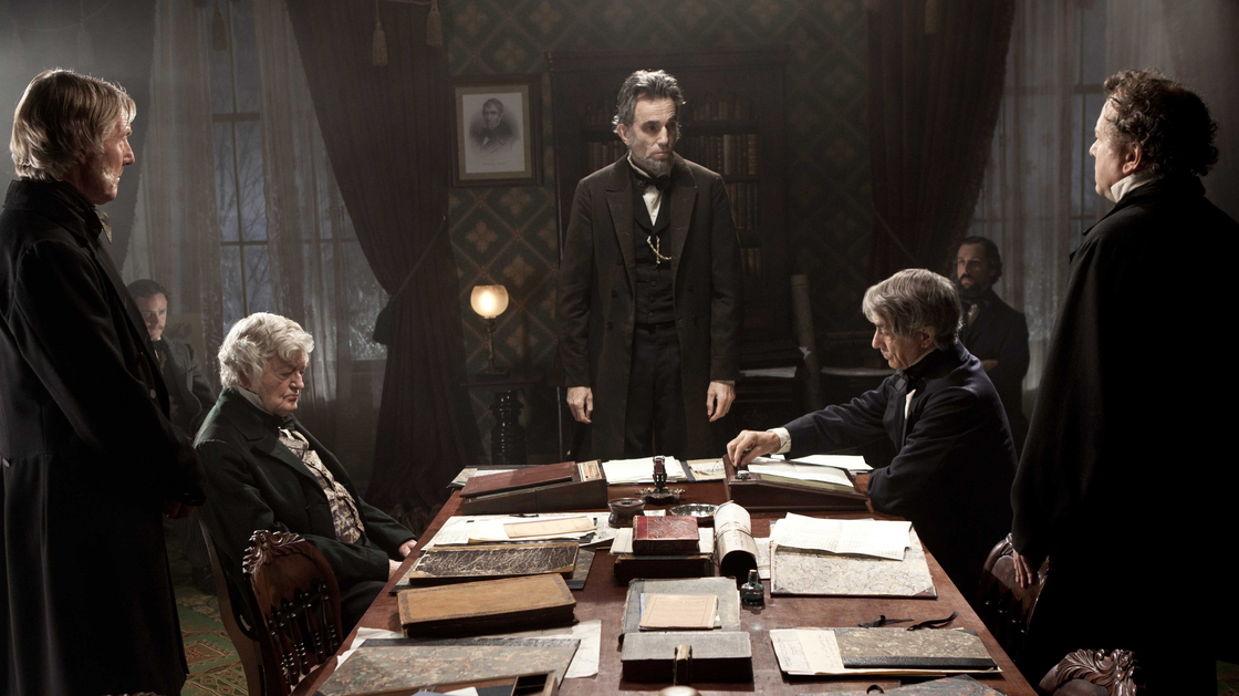 Daniel Day-Lewis (center) portrays Abraham Lincoln in the film Lincoln, which might leave audiences feeling a little more hopeful about the state of today's Congress.