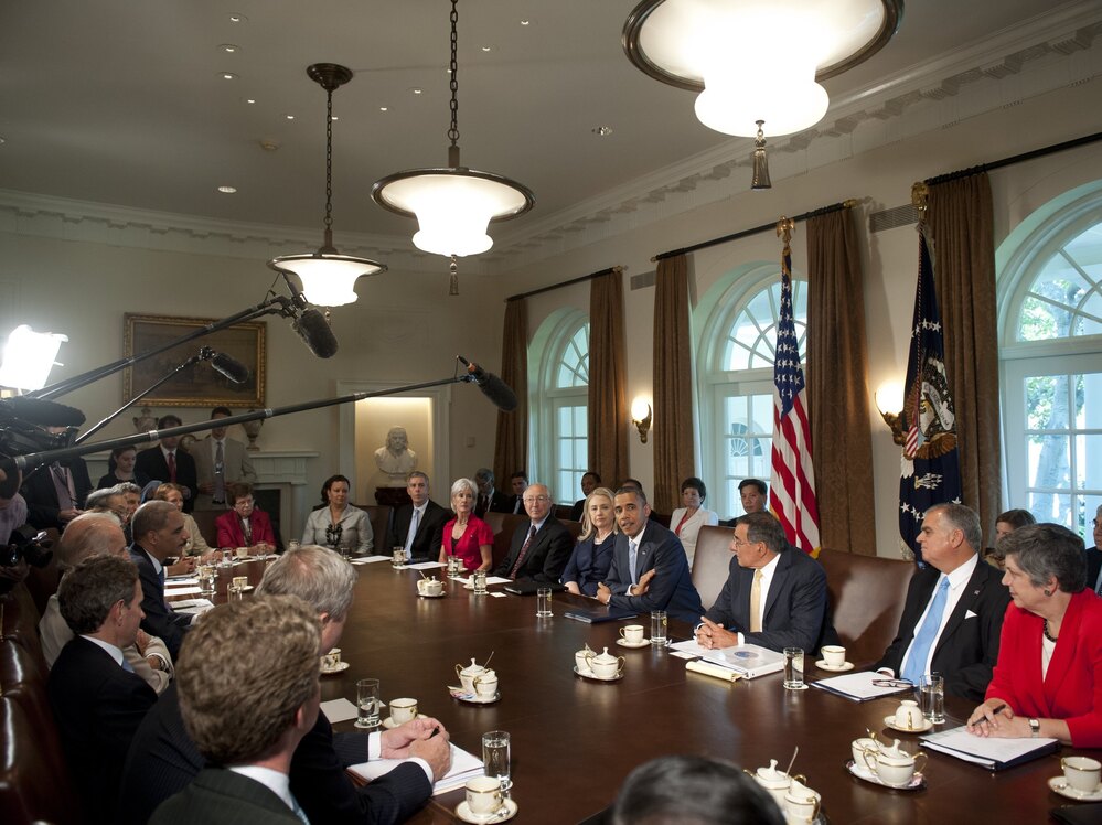 President Obama holds a meeting with his first-term Cabinet in the White House on July 26, 2012. President Obama holds a meeting with his first-term Cabinet in the White House on July 26, 2012.