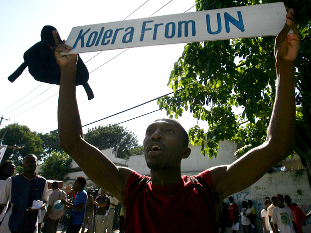 Haitians protest against the United Nations peacekeepers in Port-au-Prince in November 2010.