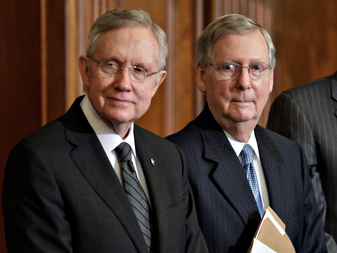 Senate Majority Leader Harry Reid, D-Nev., left, and Senate Minority Leader Mitch McConnell, R-Ky., have talked about a deal to change the Senate's filibuster rules.