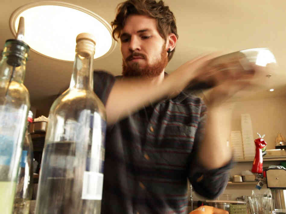 Bartender J.P. Fetherston demonstrates his shaking technique while making a pisco sour at Rappahannock Oyster Bar in Washington, D.C. Bartender J.P. Fetherston demonstrates his shaking technique while making a pisco sour at Rappahannock Oyster Bar in Washington, D.C.