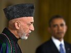 Afghan President Hamid Karzai and President Obama during Friday's news conference at the White House. Afghan President Hamid Karzai and President Obama during Friday's news conference at the White House.