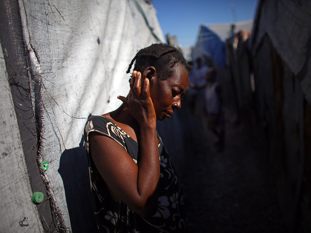 Jacqueline Syra has been living in the La Piste camp for three years. She says she has no idea when she will be able to leave.