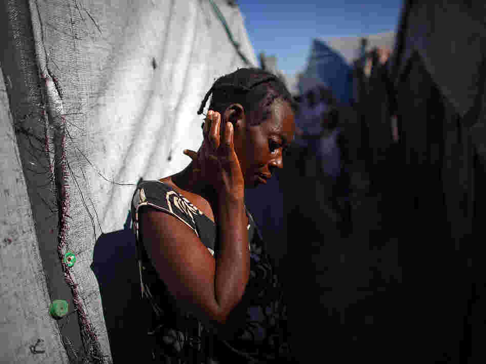 Jacqueline Syra has been living in the La Piste camp for three years. She says she has no idea when she will be able to leave.