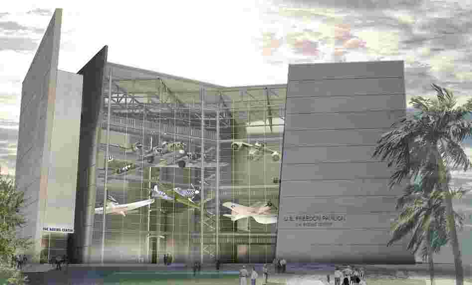 The museum's U.S. Freedom Pavilion, seen here as a digital model, opened to the public on Friday.