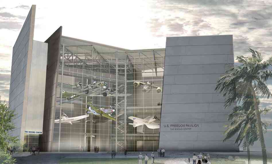 The museum's U.S. Freedom Pavilion, seen here as a digital model, opened to the public on Friday.