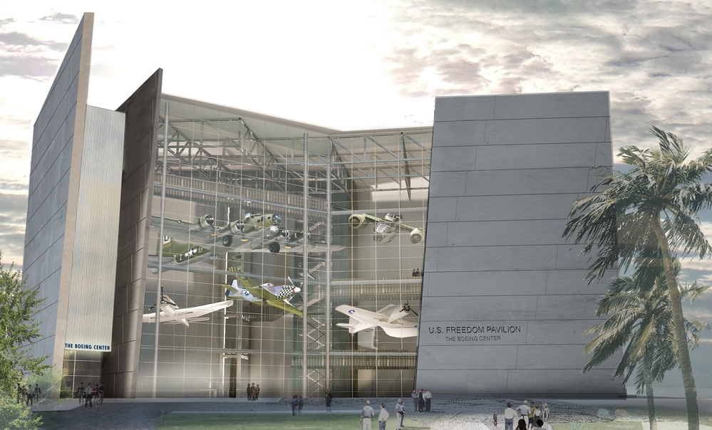 The museum's U.S. Freedom Pavilion, seen here as a digital model, opened to the public on Friday.
