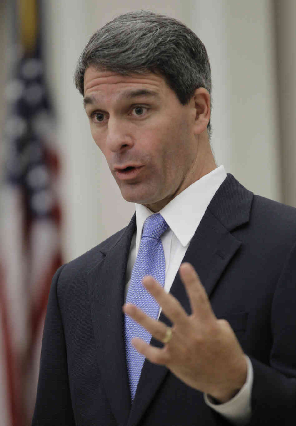 Virginia Attorney General Ken Cuccinelli talks about the Supreme Court decision on the national health care law on June 28, 2012 in Richmond, Va.