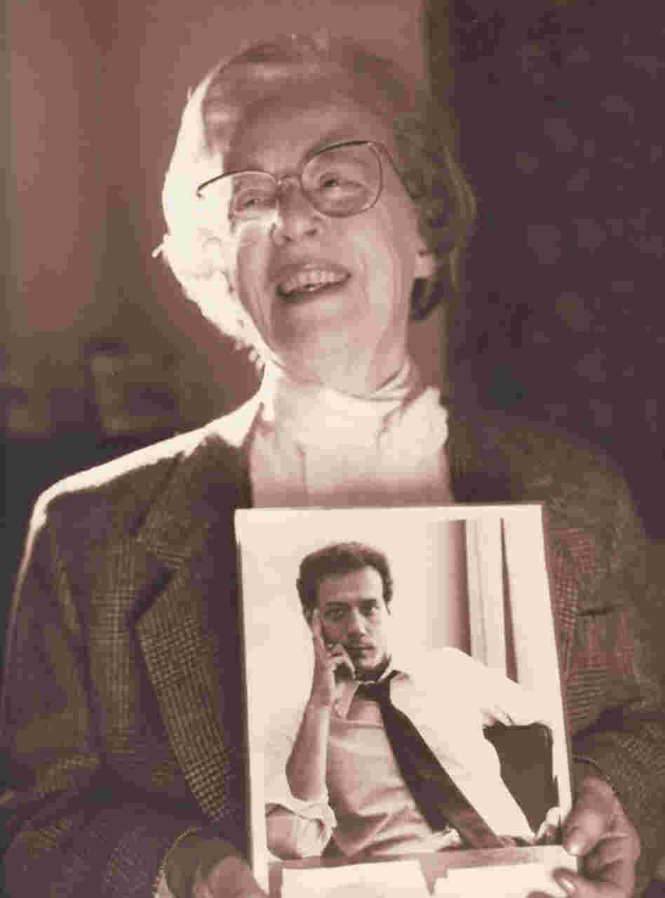 Jeanne Manford, founder of the national support group Parents, Families and Friends of Lesbians and Gays, or PFLAG, holds a photo of her son, Morty, circa 1993. Manford died Tuesday at 92.