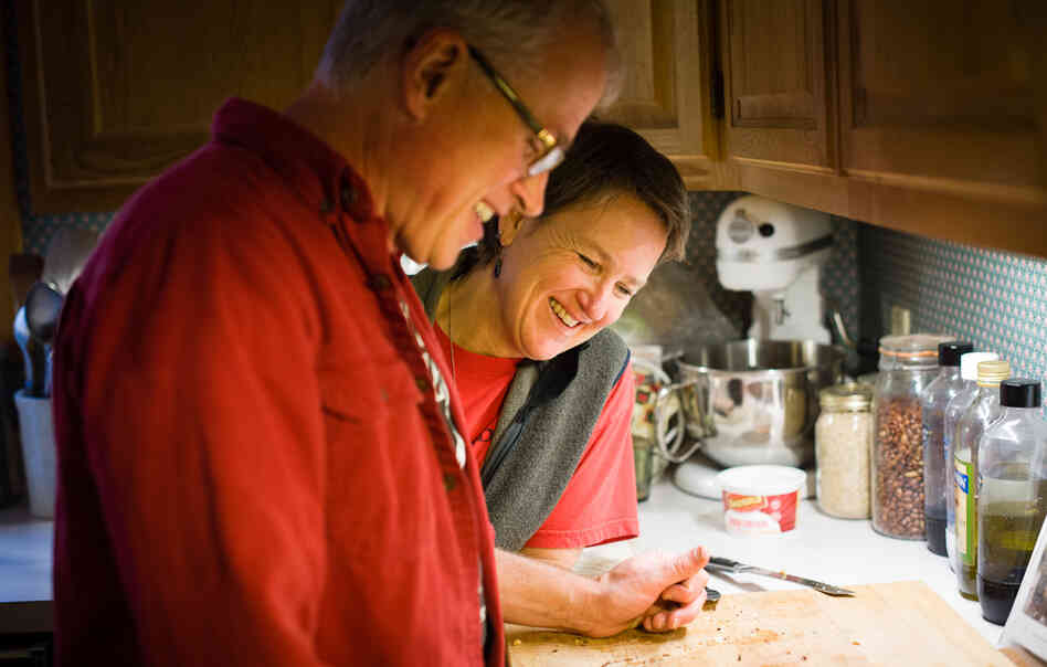 Mike Bixby and Maria Peyer at their home in Longview, Wash. They have been married for two and half years but have known each other since 1981. Peyer is a church-attending Lutheran, and Bixby is an atheist.