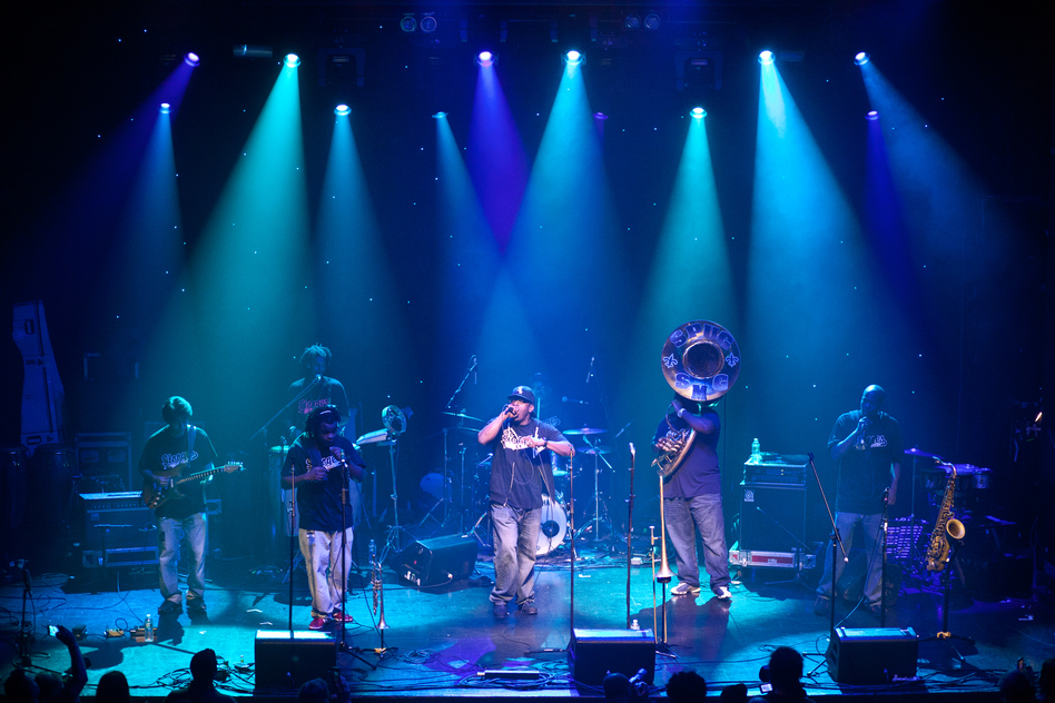 Since Hurricane Katrina in 2005, globalFEST has continued to feature artists from the Gulf Coast region. This year, The Stooges Brass Band represented the city of New Orleans with the group's second-line-meets-hip-hop sound.