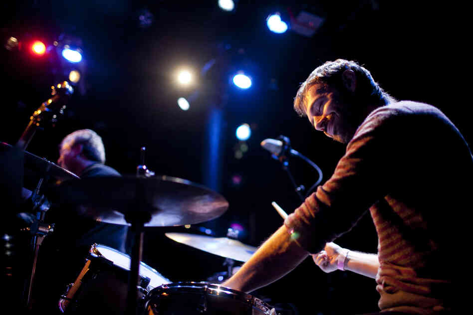 Dan Weiss, a frequent sight on day two of Winter Jazzfest, plays with bassist Michael Formanek's Cheating Heart.