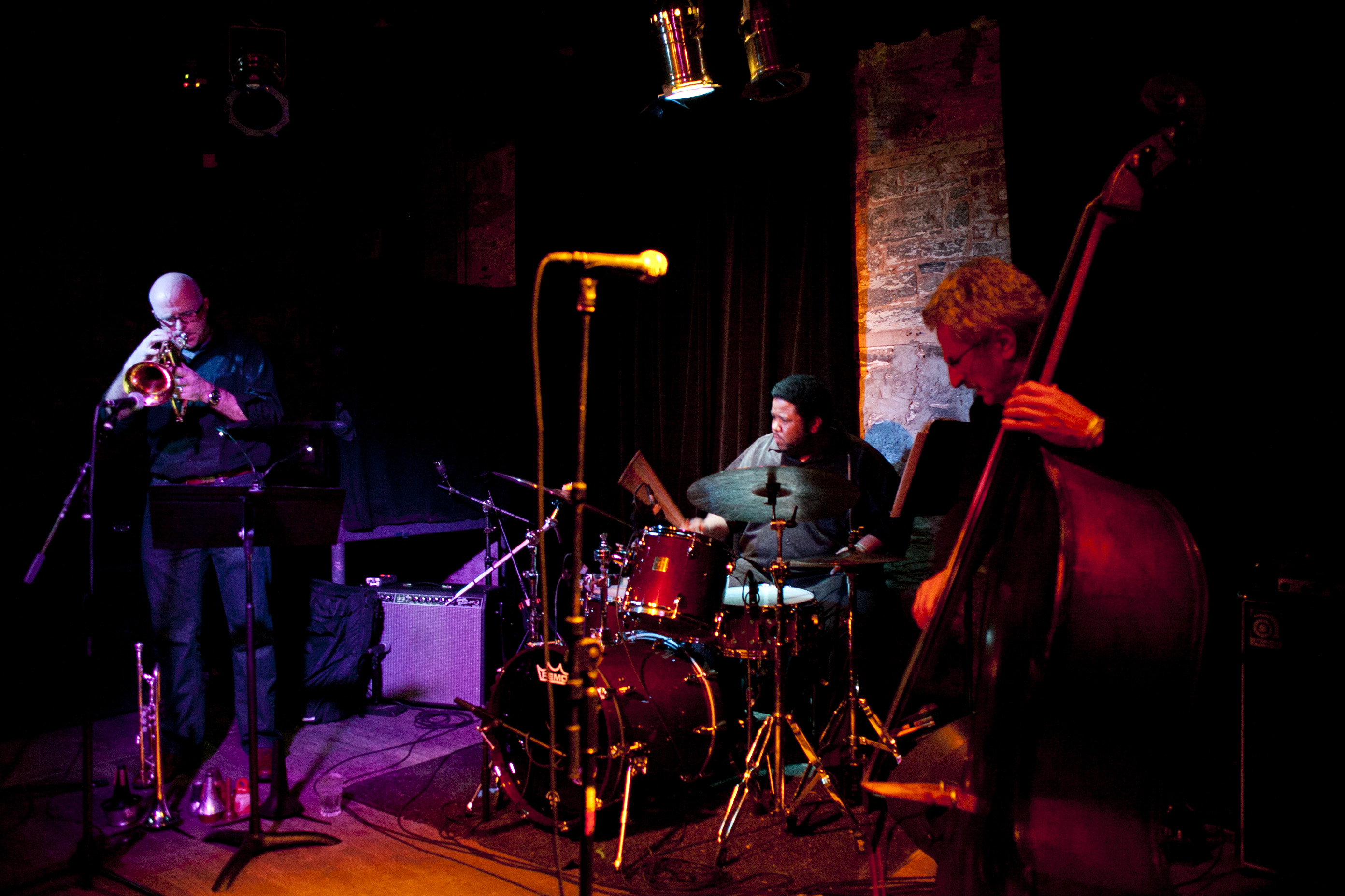 Bassist Mario Pavone was joined by trumpeter Dave Ballou and drummer Tyshawn Sorey.
