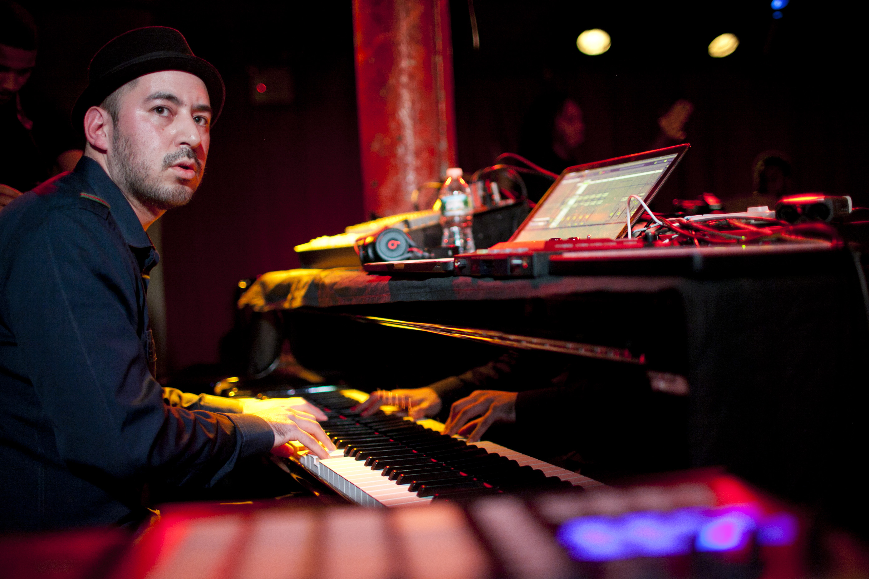 Mark de Clive-Lowe led his band on piano, keyboards and electronics.