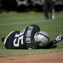 Oakland Raiders wide receiver Darrius Heyward-Bey lies motionless after he was hit while attempting to catch a pass during a Sept. 23, 2012, game against the Pittsburgh Steelers. Heyward-Bey suffered a concussion and neck strain and spent the night in the hospital under observation.