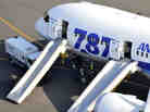 An All Nippon Airways flight sits at Takamatsu airport in Takamatsu, Japan, after it made an emergency landing Wednesday.