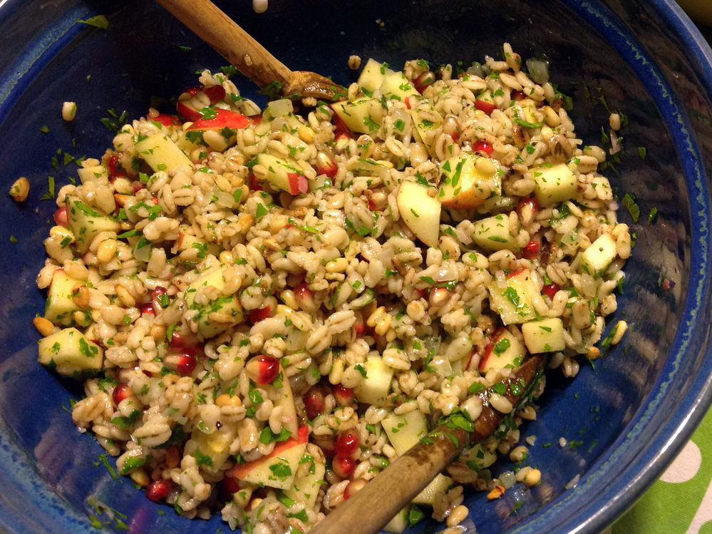 Pearled Barley Salad With Apples, Pomegranate Seeds And Pine Nuts Pearled Barley Salad With Apples, Pomegranate Seeds And Pine Nuts