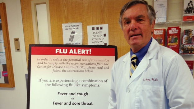 Dr. Tom Nary is the director of health services at Boston College. (Tovia Smith/NPR)