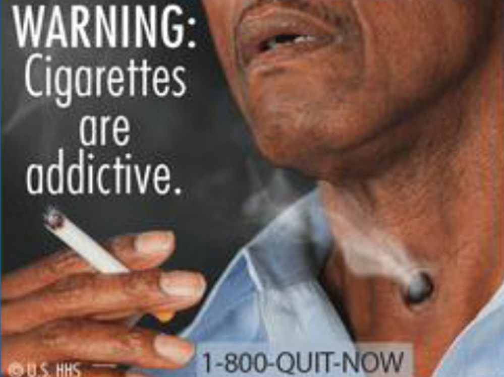 A cigarette warning label image approved by the Food and Drug Administration.
