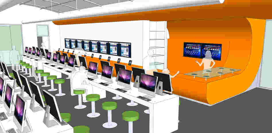 In Texas, Bexar County officials compare the proposed digital-only library to an Apple store. The 4,989-square-foot modern space will contain 100 e-readers available for circulation, 50 e-readers for children, 50 computer stations, 25 laptops and 25 tablets on-site.