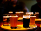 Beers on a table at a bar. Beers on a table at a bar.