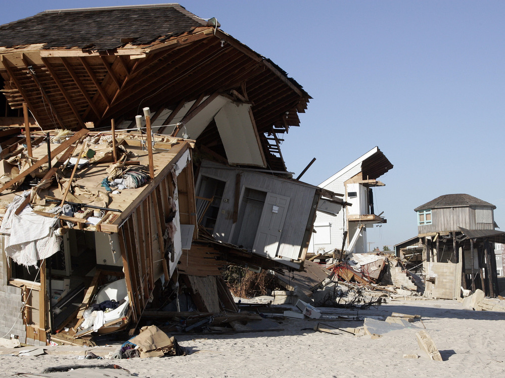 Shattered homes lined the beach front in Mantoloking, N.J., after Sandy tore through. The superstorm caused billions of dollars in damage to New Jersey, New York and surrounding states. Shattered homes lined the beach front in Mantoloking, N.J., after Sandy tore through. The superstorm caused billions of dollars in damage to New Jersey, New York and surrounding states.