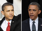 President Obama seems to have picked up a few gray hairs in the four years since he was sworn in on Jan. 20, 2009 (left). On the right, he's shown in December 2012. President Obama seems to have picked up a few gray hairs in the four years since he was sworn in on Jan. 20, 2009 (left). On the right, he's shown in December 2012.