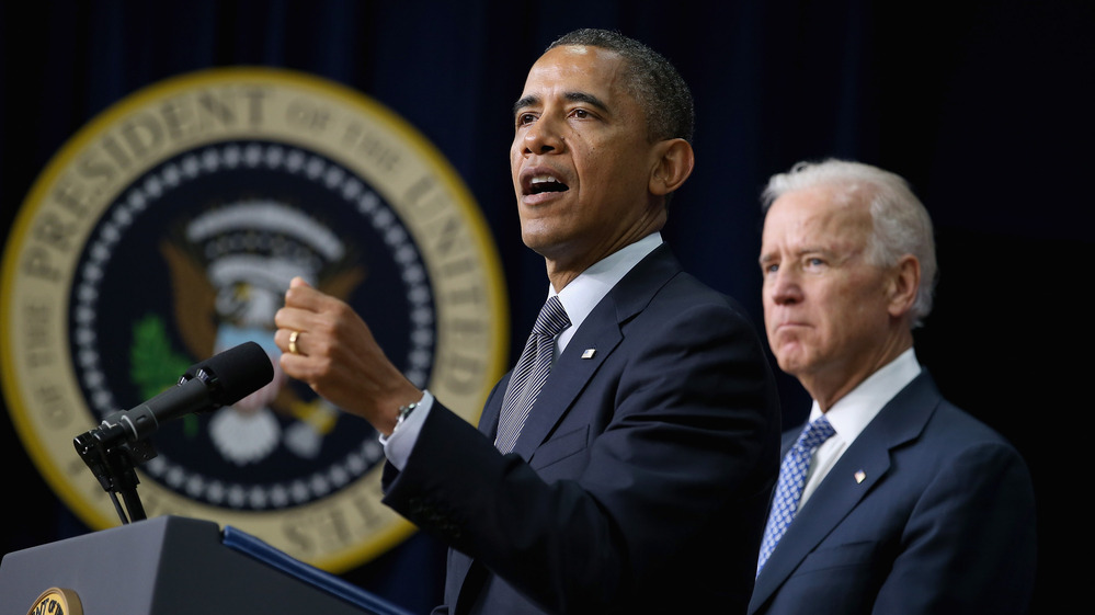 President Obama and Vice President Biden announce the administration's new gun control proposals Wednesday at the Eisenhower Executive Office Building.