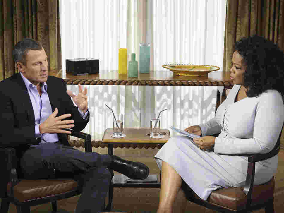 Lance Armstrong talks to Oprah Winfrey on Monday. Winfrey's two-part interview of the former cycling champion airs Thursday and Friday.