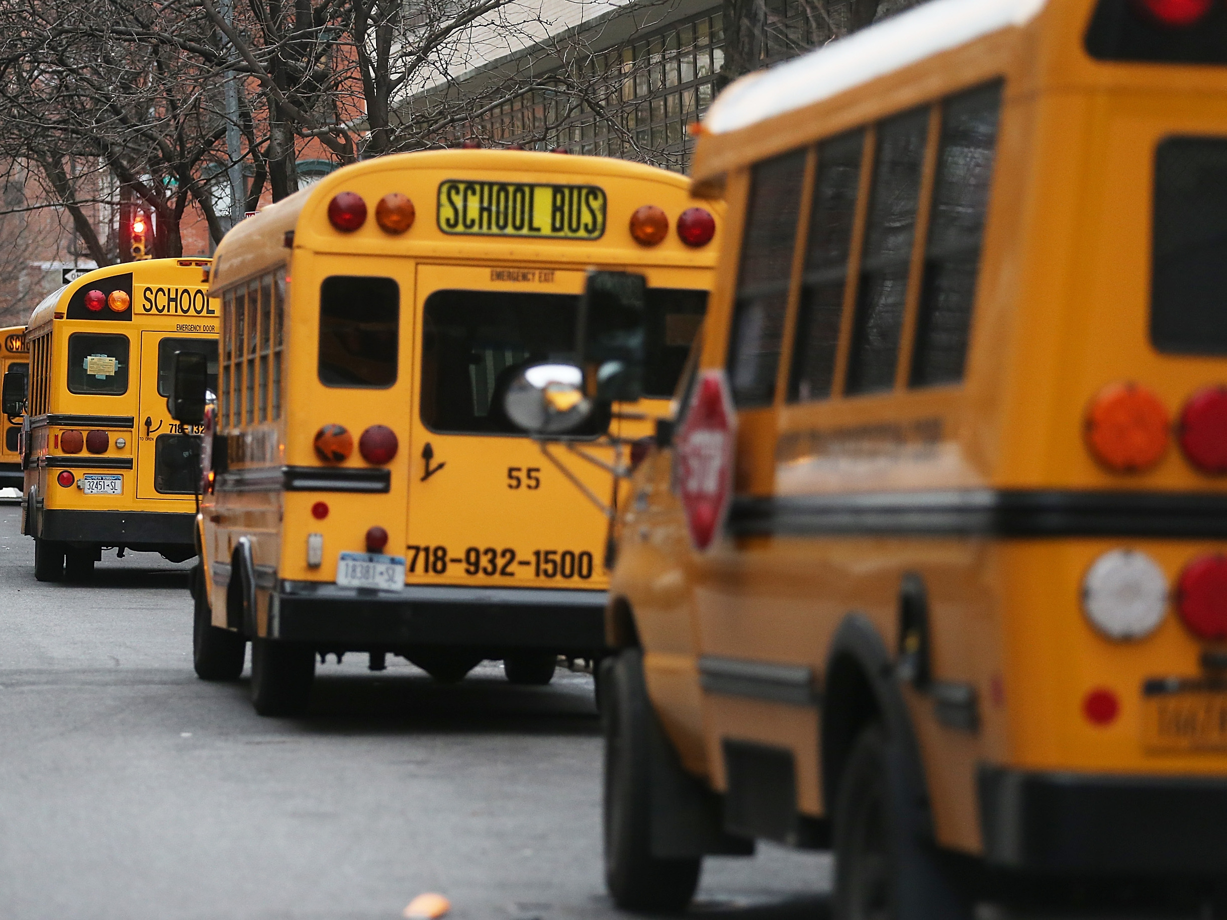 They won't be coming today: Tuesday, these school buses waited to pick up students in Manhattan. Today, drivers are on strike. They won't be coming today: Tuesday, these school buses waited to pick up students in Manhattan. Today, drivers are on strike.