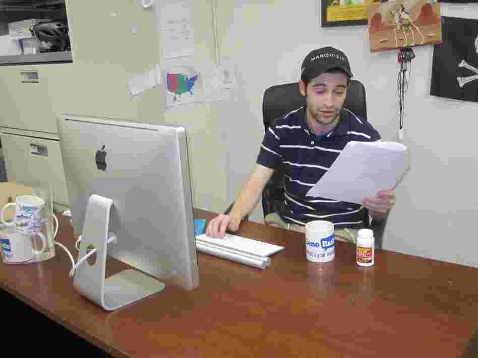Chaim Gross, 24, is known as "Patient Zero" at his company Zeno Radio. About half of the workers have fallen ill in the past couple of months.