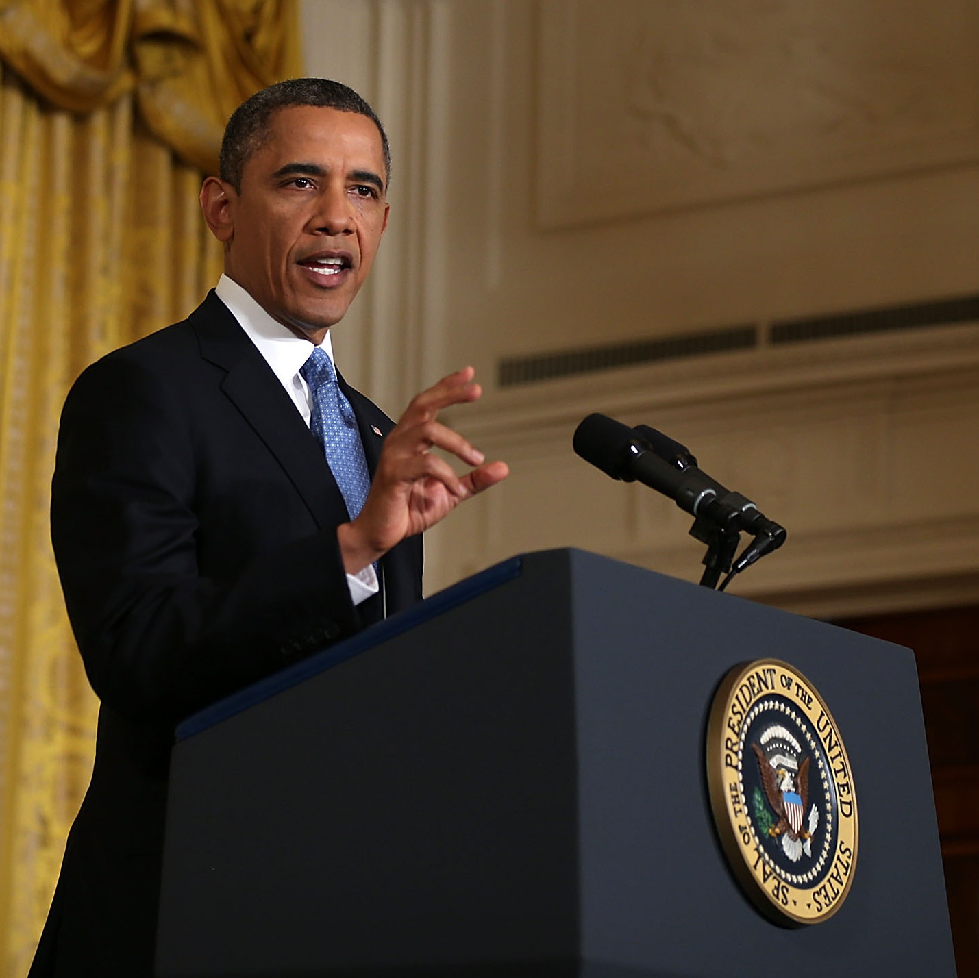 President Obama during his news conference at the White House on Monday.
