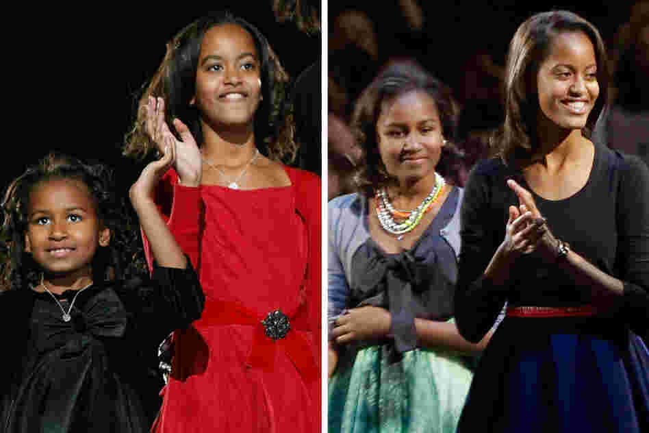 It's not just the presidents who can change a lot in four years. First daughters Sasha and Malia Obama were 7 and 10 on Election Day 2008 (left). Now, they are 11 and 14 (shown on Election Day 2012, right).