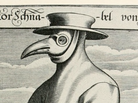 A copper engraving from 1656 shows a plague doctor in Rome wearing a protective suit and a mask. A copper engraving from 1656 shows a plague doctor in Rome wearing a protective suit and a mask.