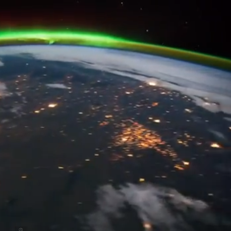 Looking down form the  International Space Station you can see  the North Dakota oil fields on the left of the image.