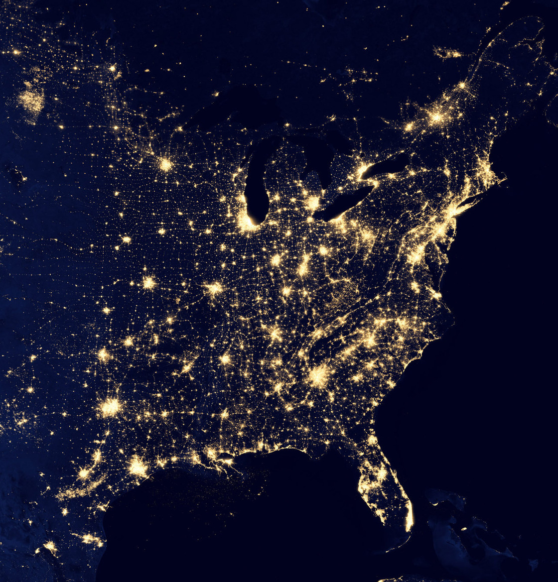 The United States at night.