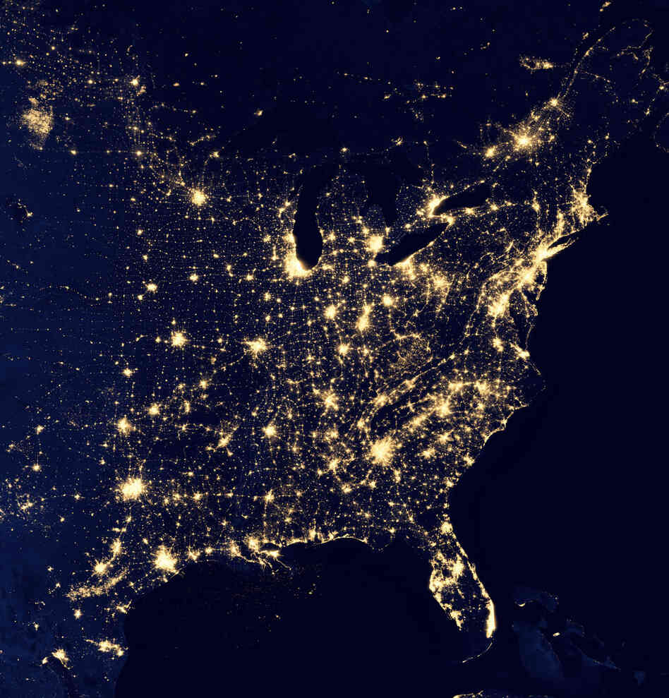The United States at night.