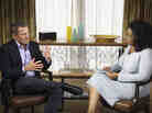Oprah Winfrey talks to cyclist Lance Armstrong in Austin, Texas, on Monday. The first part of the interview airs Thursday night.