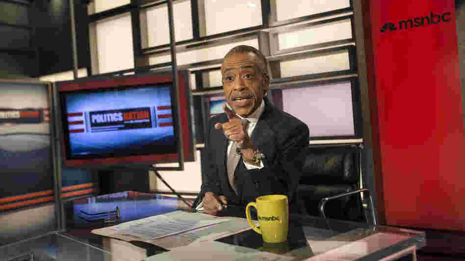 Sharpton hosts his show PoliticsNation, at the MSNBC studios in New York.